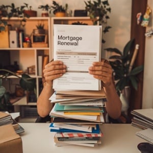 man holding mortgage renewal document 